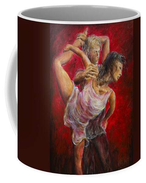 Tango Coffee Mug featuring the painting Lovers Red 04 by Nik Helbig