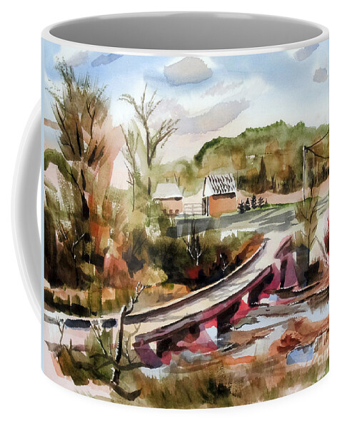 Low Water Bridge Across Stouts Creek Coffee Mug featuring the painting Low Water Bridge Across Stouts Creek by Kip DeVore