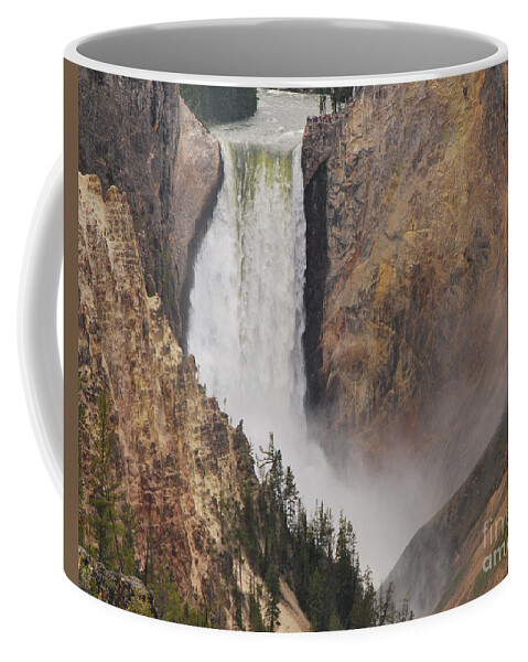 Yellowstone Coffee Mug featuring the photograph Lower Falls - Yellowstone by Mary Carol Story
