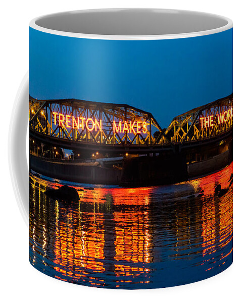 New Jersey Coffee Mug featuring the photograph Lower Trenton Bridge by Louis Dallara