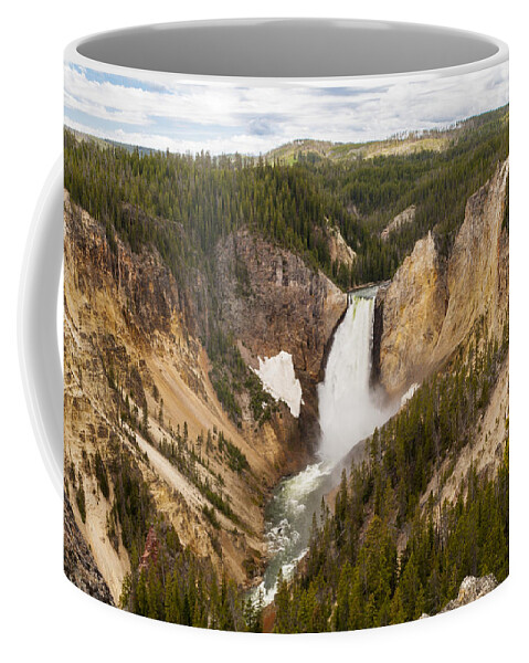 Lower Yellowstone Falls Waterfall Landscape Yellowstone National Park Wyoming Coffee Mug featuring the photograph Lower Yellowstone Canyon Falls by Brian Harig