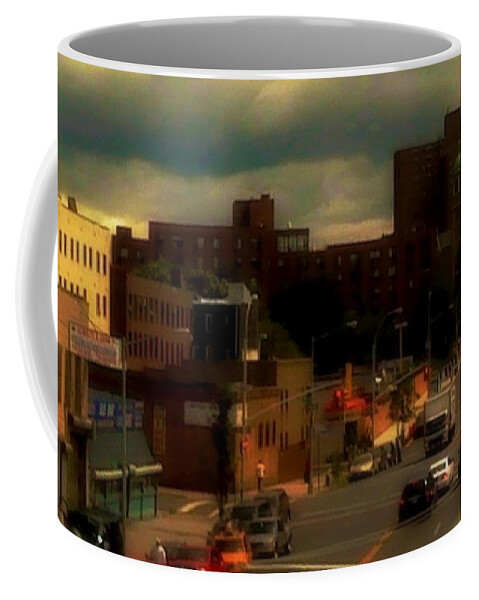 New York Coffee Mug featuring the photograph Lowering Clouds by Miriam Danar