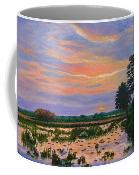 Karen Zuk Rosenblatt Art And Photography Coffee Mug featuring the painting Loxahatchee Sunset by Karen Zuk Rosenblatt