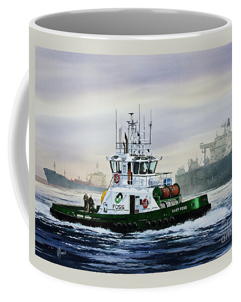Tugboat Art Print Coffee Mug featuring the painting Lucy Foss by James Williamson