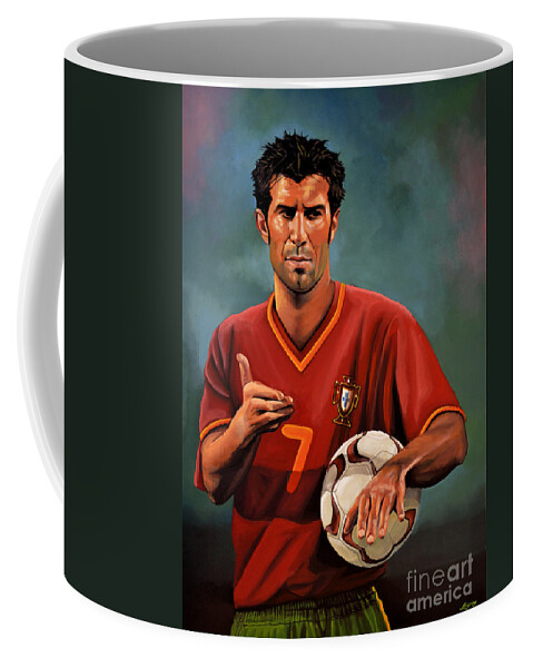 Luis Figo Coffee Mug featuring the painting Luis Figo by Paul Meijering