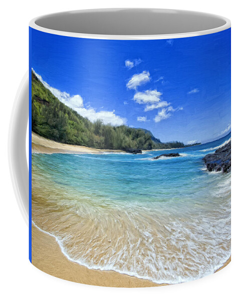Hawaii Coffee Mug featuring the painting Lumahai Beach Kauai by Dominic Piperata