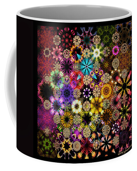 Floral Coffee Mug featuring the digital art Luminiscent Kaleidoctogarden by Ann Stretton