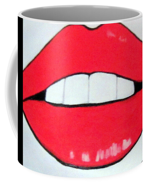 Luscious Lips Art Deco And Modern Coffee Mug featuring the painting Luscious Lips by Nora Shepley