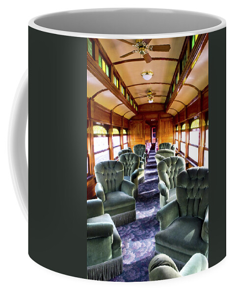 Railroad Coffee Mug featuring the photograph Luxury Lounge car of early railroading by Paul W Faust - Impressions of Light