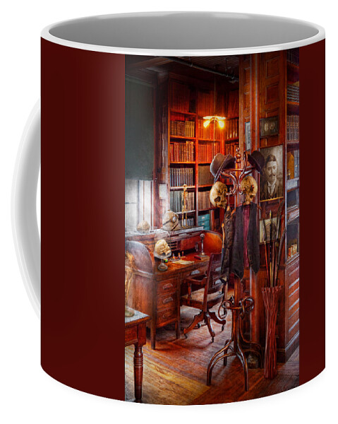 Headhunter Coffee Mug featuring the photograph Macabre - In the Headhunters study by Mike Savad