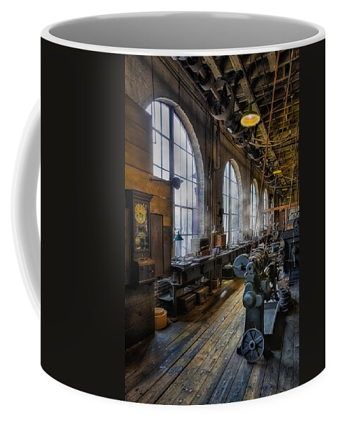 Machine Shop Coffee Mug featuring the photograph Machine shop by Susan Candelario