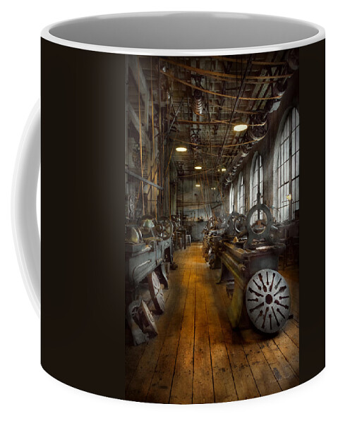 Machinist Coffee Mug featuring the photograph Machinist - Lathes - The original Lather Disc by Mike Savad