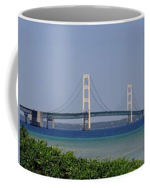 Mackinac Bridge Coffee Mug featuring the photograph Mackinac Bridge Blue by Keith Stokes