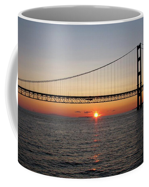 Mackinac Bridge Coffee Mug featuring the photograph Mackinac Bridge Sunset by Keith Stokes