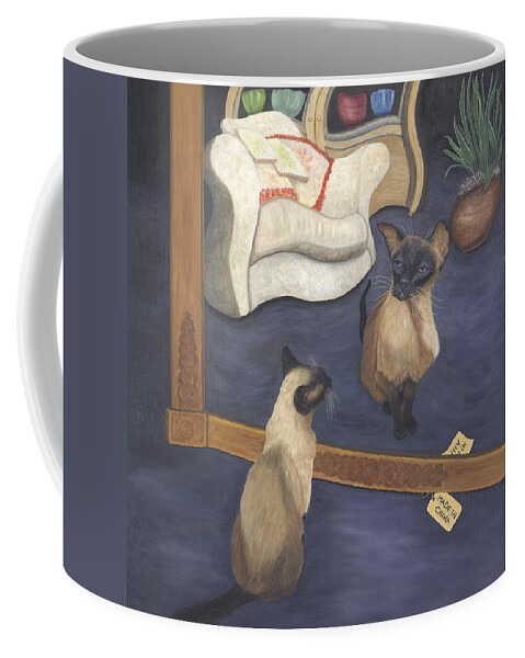 Cat Art Coffee Mug featuring the painting Made In China by Karen Zuk Rosenblatt