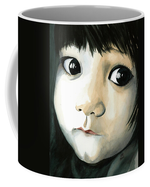Asian Baby Coffee Mug featuring the painting Madi's Eyes by Michal Madison