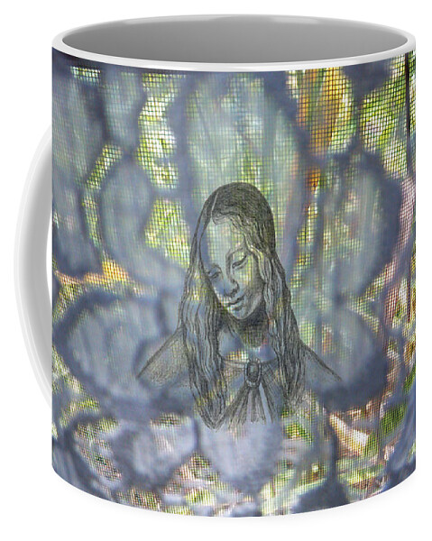 Madonnaandchild Coffee Mug featuring the painting Madonna On Screen by Genevieve Esson
