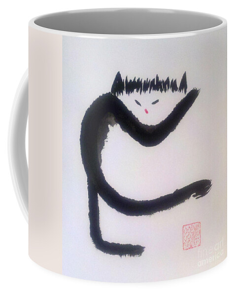 Black Cat Coffee Mug featuring the painting Magic by Margaret Welsh Willowsilk