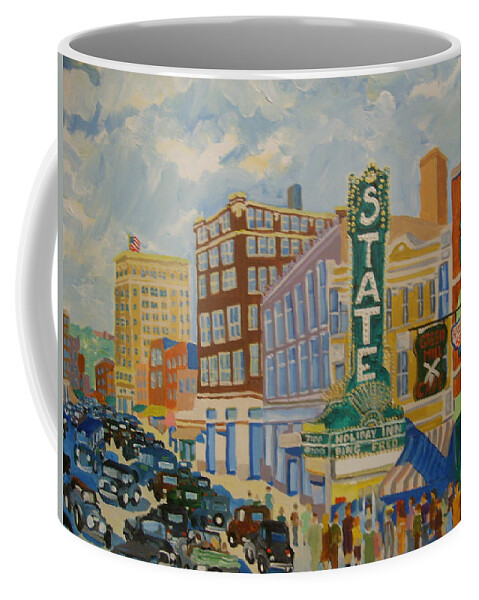 Sioux Falls Coffee Mug featuring the painting Main Street by Rodger Ellingson