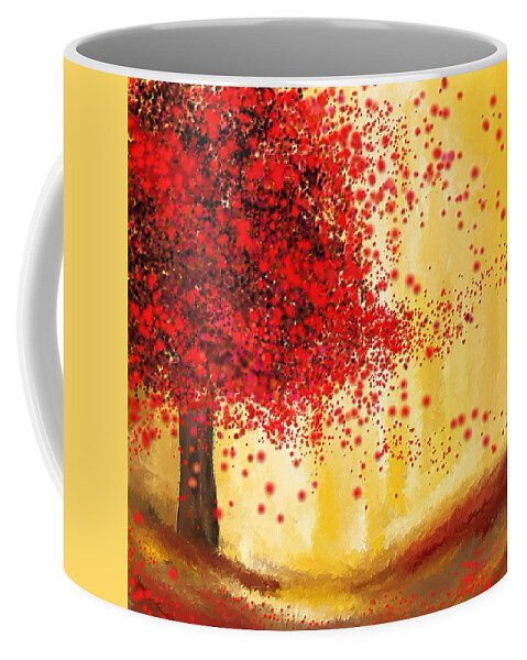Four Seasons Coffee Mug featuring the painting Majestic Autumn - Impressionist Painting by Lourry Legarde