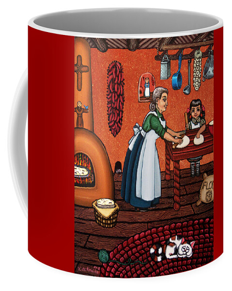 Cook Coffee Mug featuring the painting Making Tortillas by Victoria De Almeida