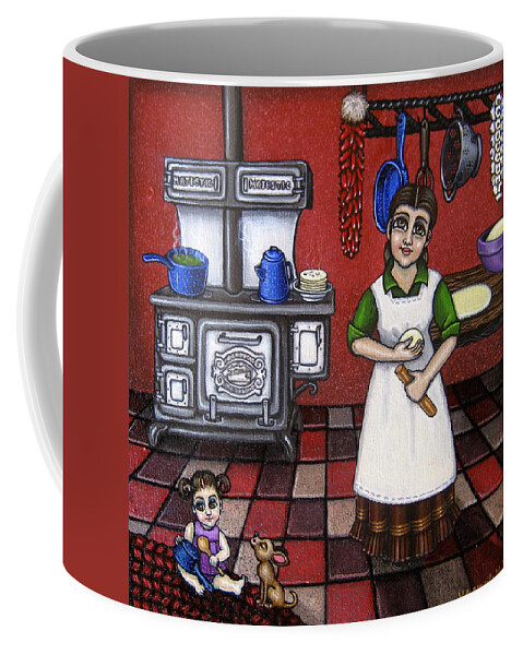 Kitchen Coffee Mug featuring the painting Mamacita by Victoria De Almeida