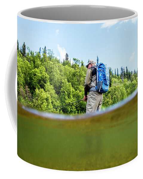 Man Fly Fishing For Sockeye Salmon Coffee Mug by Rick Saez - Pixels