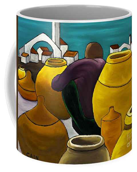 Pots Coffee Mug featuring the painting Man Selling Pots by William Cain