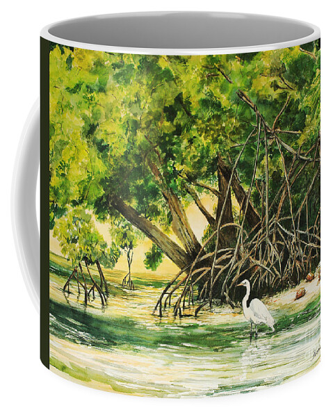 Everglades Coffee Mug featuring the painting Mangrove Morning by Janis Lee Colon