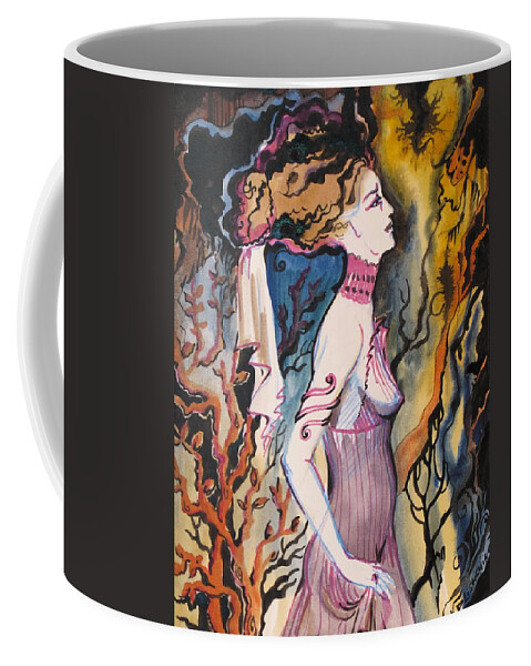 Woman Coffee Mug featuring the painting Many centuries ago by Valentina Plishchina