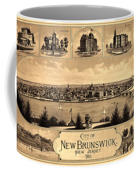 Map Of New Brunswick New Jersey Coffee Mug featuring the photograph Map of New Brunswick NJ 1880 by Andrew Fare
