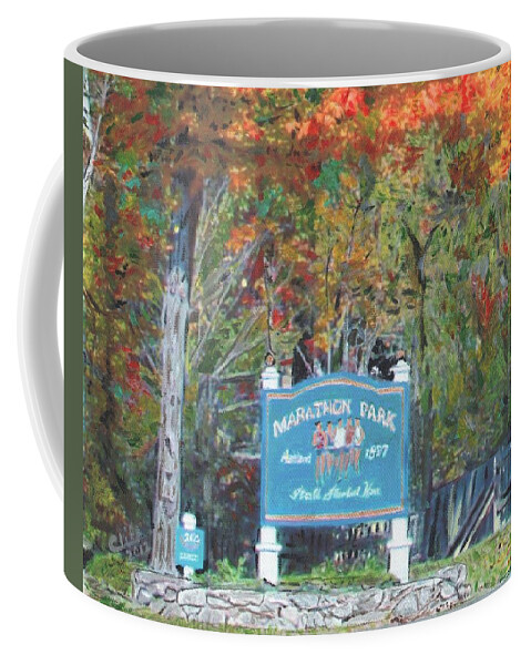 Baa Coffee Mug featuring the painting Marathon Park by Cliff Wilson