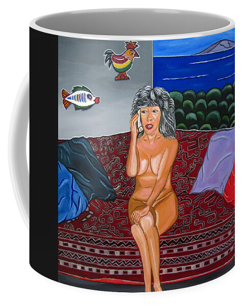 Nude Paintings Coffee Mug featuring the painting Maria speaks the naked truth by Sandra Marie Adams