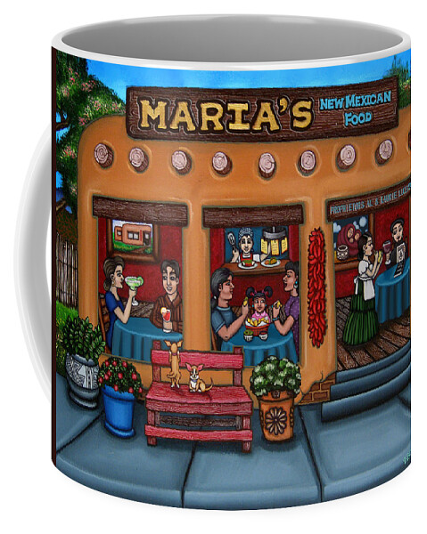 Folk Art Coffee Mug featuring the painting Maria's New Mexican Restaurant by Victoria De Almeida
