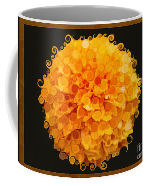 5x7 Coffee Mug featuring the painting Marigold Magic Abstract Flower Art by Omaste Witkowski
