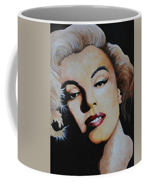  A Portrait Of Marilyn Monroe With A Black Background. She Has On Red Lipstick With Blonde And Reddish Brown Hair. This Is An Affordable Gift For Anyone. The Painting Would Fit In A Home Or Office Decor. This Is A Portrait Of A Hollywood Icon And A Great Gift For Anyone. Coffee Mug featuring the photograph Marilyn Monroe 3 by Martin Schmidt