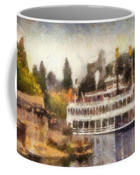Frontierland Coffee Mug featuring the photograph Mark Twain Riverboat Frontierland Disneyland Photo Art 02 by Thomas Woolworth