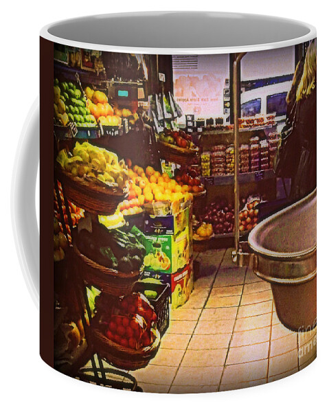 Fruitstand Coffee Mug featuring the photograph Market with Bronze Scale by Miriam Danar