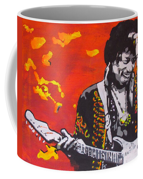 Jimi Hendrix Coffee Mug featuring the painting Marmalade Skies by Eric Dee