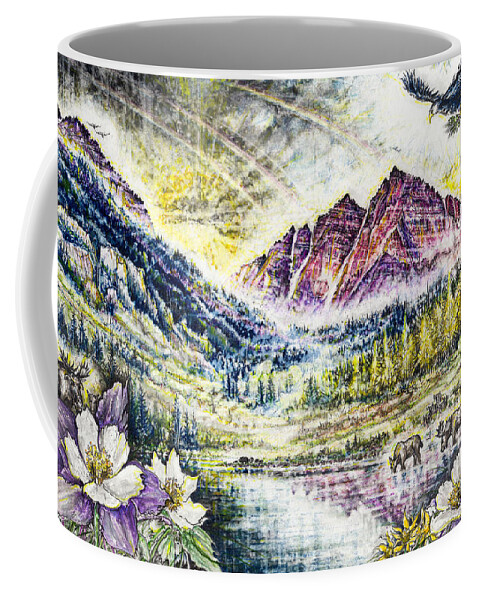 Landscape Coffee Mug featuring the drawing Maroon Bells by Scott and Dixie Wiley