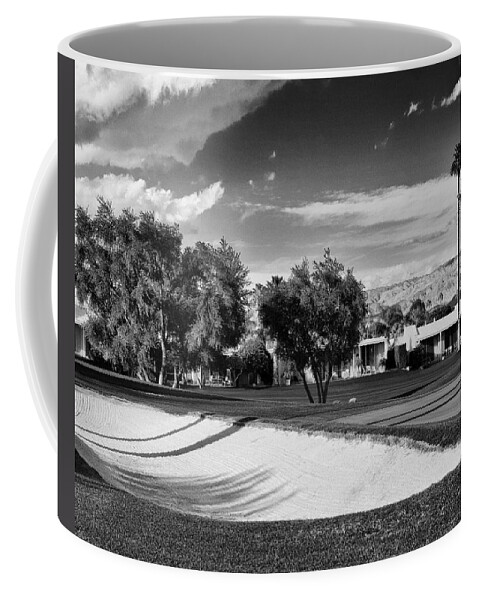 Golf Coffee Mug featuring the photograph MARRAKESH GOLF BW Palm Springs by William Dey