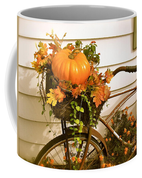 Rusty Bicycle Coffee Mug featuring the photograph Mary's Bike by Nancy Patterson
