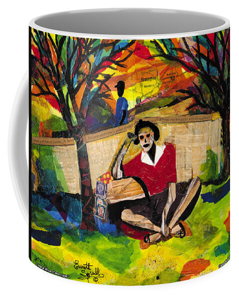 African Mask Coffee Mug featuring the painting Me and Mom by Everett Spruill