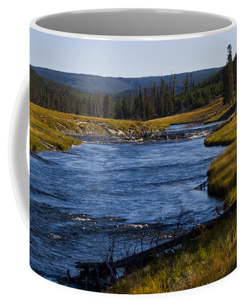 Scenic Coffee Mug featuring the photograph Meandering Yellowstone River by Miss Crystal D