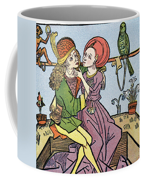 15th Century Coffee Mug featuring the painting Medieval Lovers by Granger