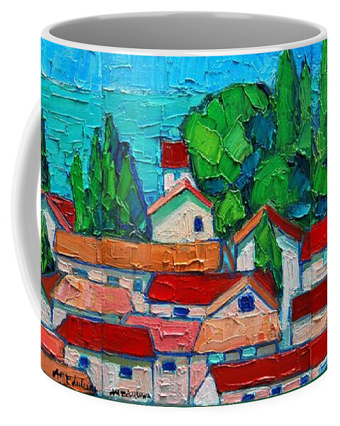 Sveti Coffee Mug featuring the painting Mediterranean Roofs 1 2 3 by Ana Maria Edulescu
