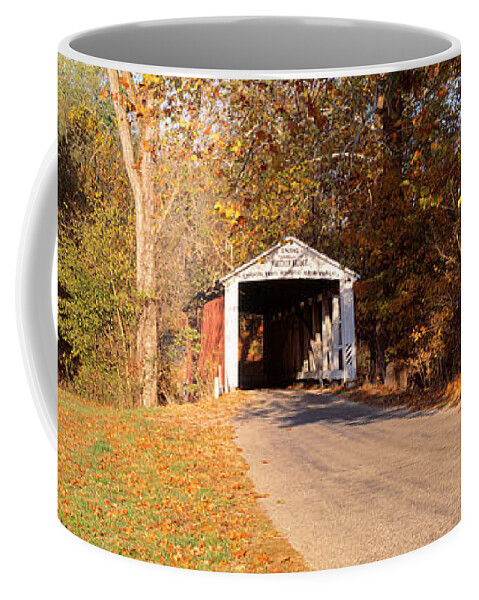 Photography Coffee Mug featuring the photograph Melcher Covered Bridge Parke Co In Usa by Panoramic Images