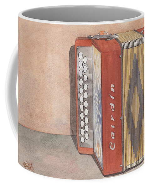 Button Coffee Mug featuring the painting Melodeon Four by Ken Powers