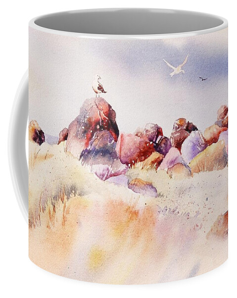 John Svenson Coffee Mug featuring the painting Mendocino Birds by John Svenson