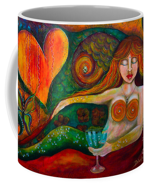 Mermaid Art Coffee Mug featuring the painting Mermaid Musing by Deborha Kerr